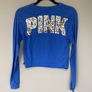 VS PINK Cropped Long Sleeve Bling Tee XS